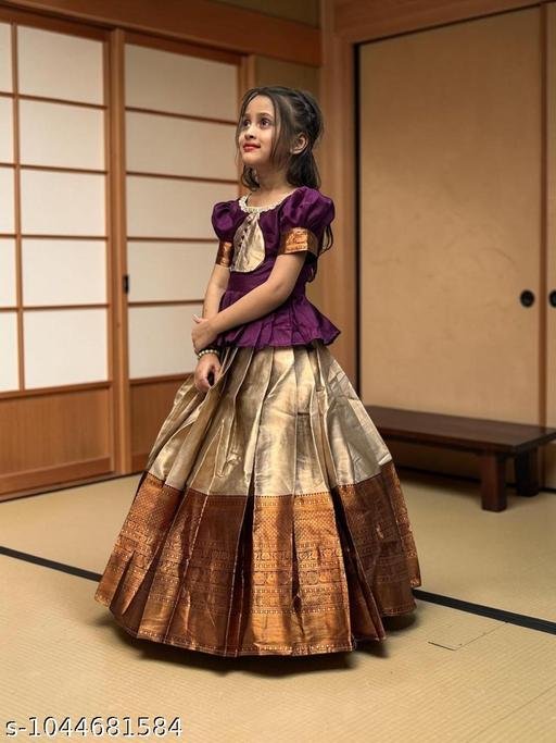 Girls South Indian Ethnic Lehenga Choli Wedding Festive Party Wear Traditional Kids Designer Dress
