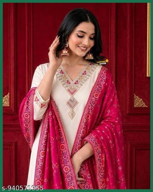 new Cream kurti sete duptta