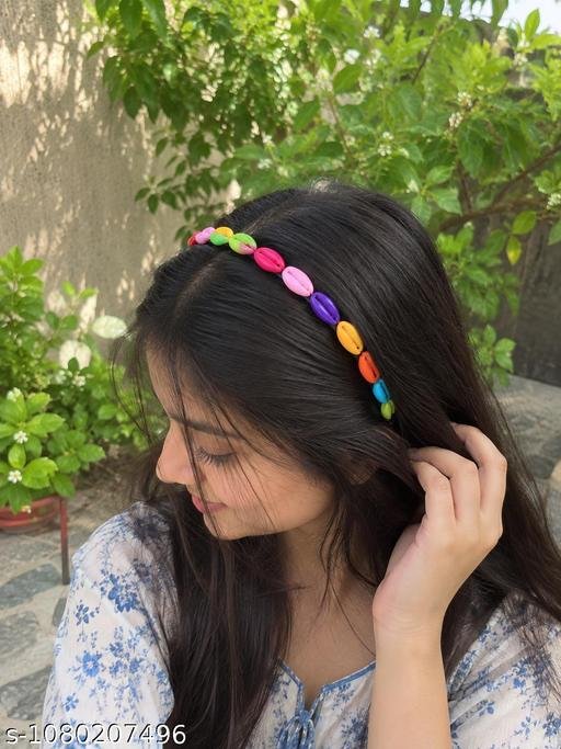 Colorful Shell Beads Hairband for Women | Stylish & Trendy Hair Accessory | Trendy Multicolor Beaded Hairband for Girls | Stylish Fashion Hair Accessory